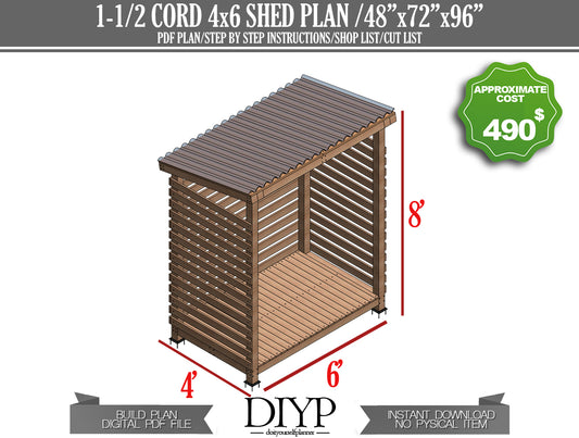 4x6 Firewood Shed Plans | DIY Wood Shed | Instant Download | Construction Video