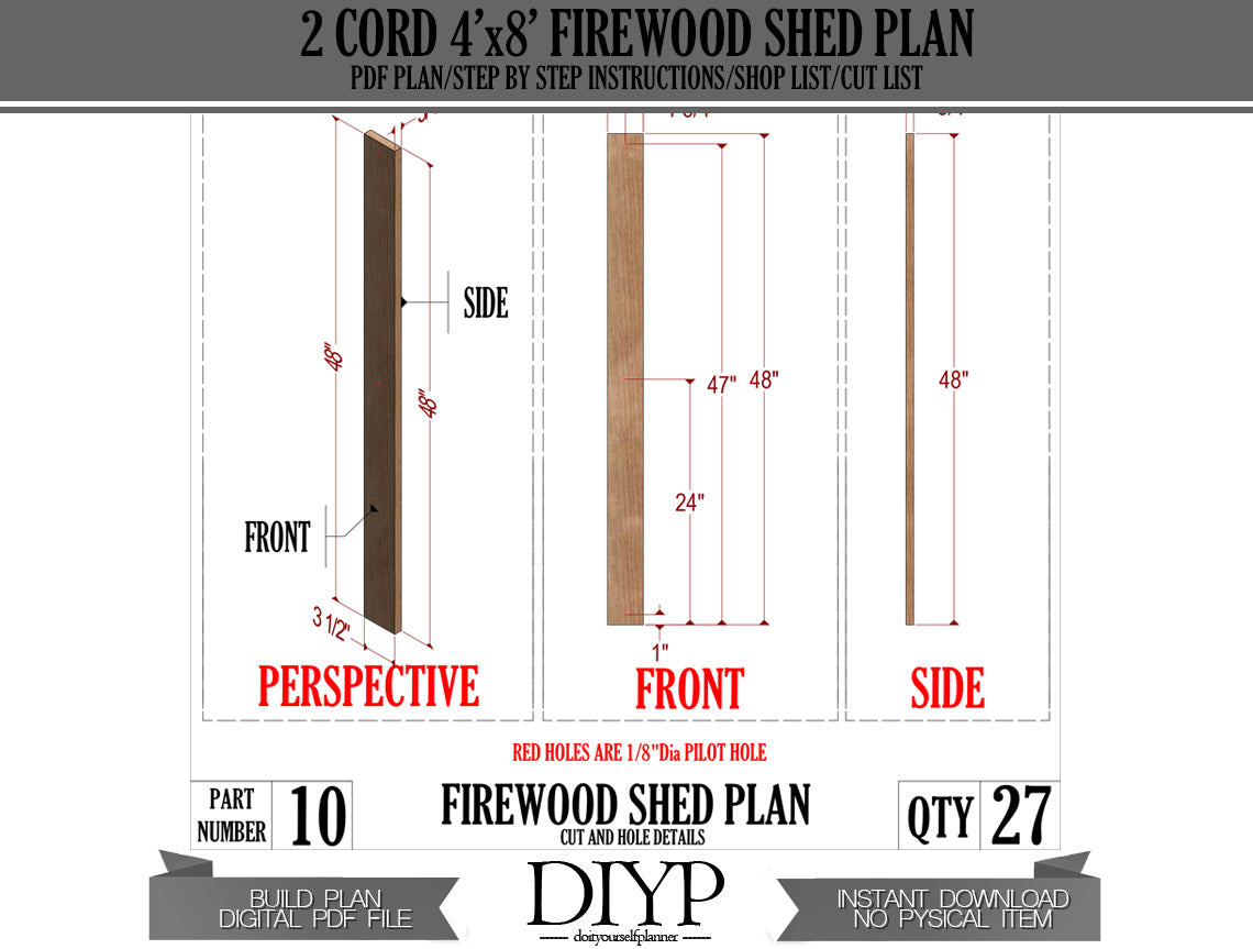 4x8 Firewood Shed Plans - DIY Wood Shed, Easy to Build, with Construction Animation, Shopping List & Cut List