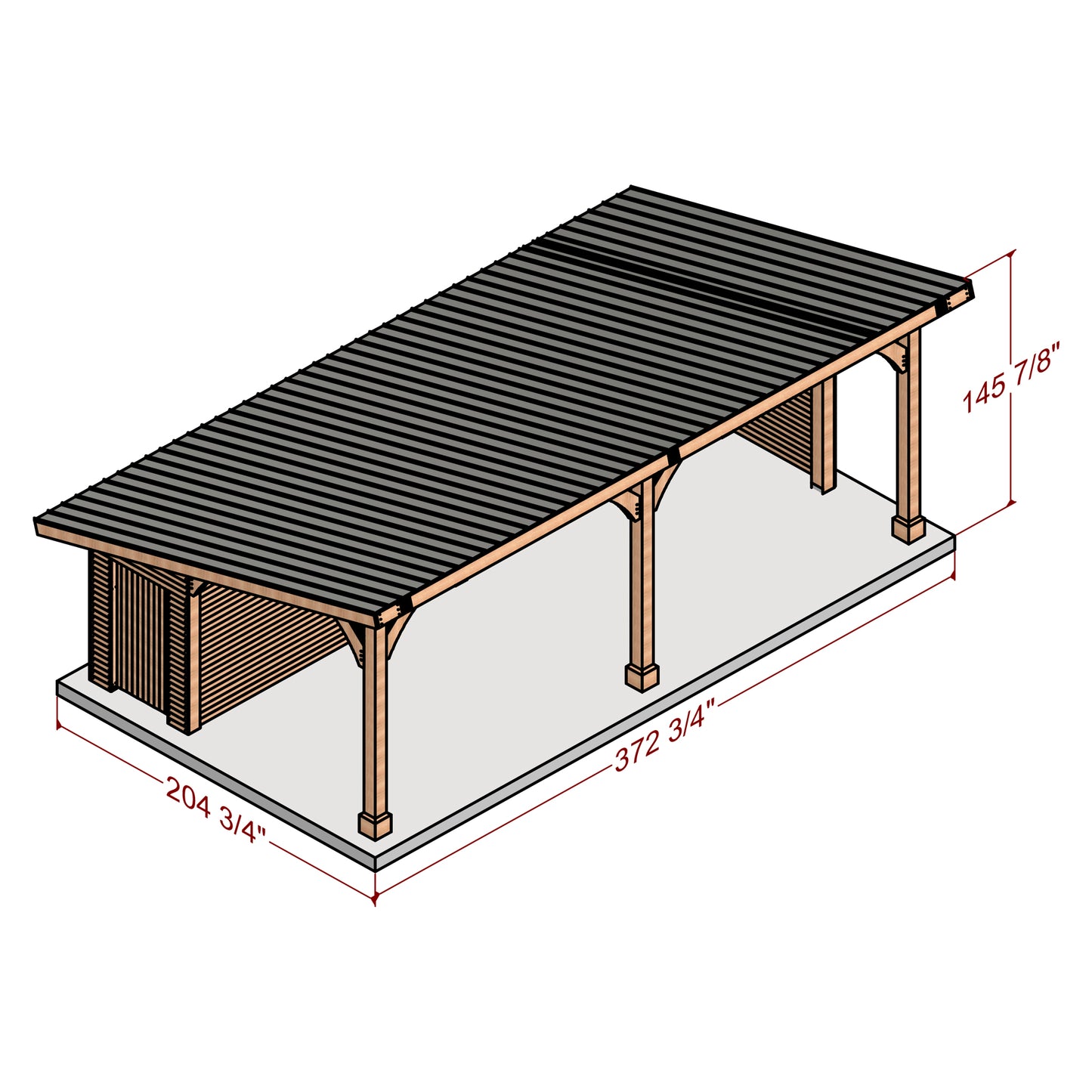 DIY Open Kitchen Plans, 15x30 ft, with 5x15 ft Dual Storage, 3/12 Roof, Woodworking Project, Construction Animation Included