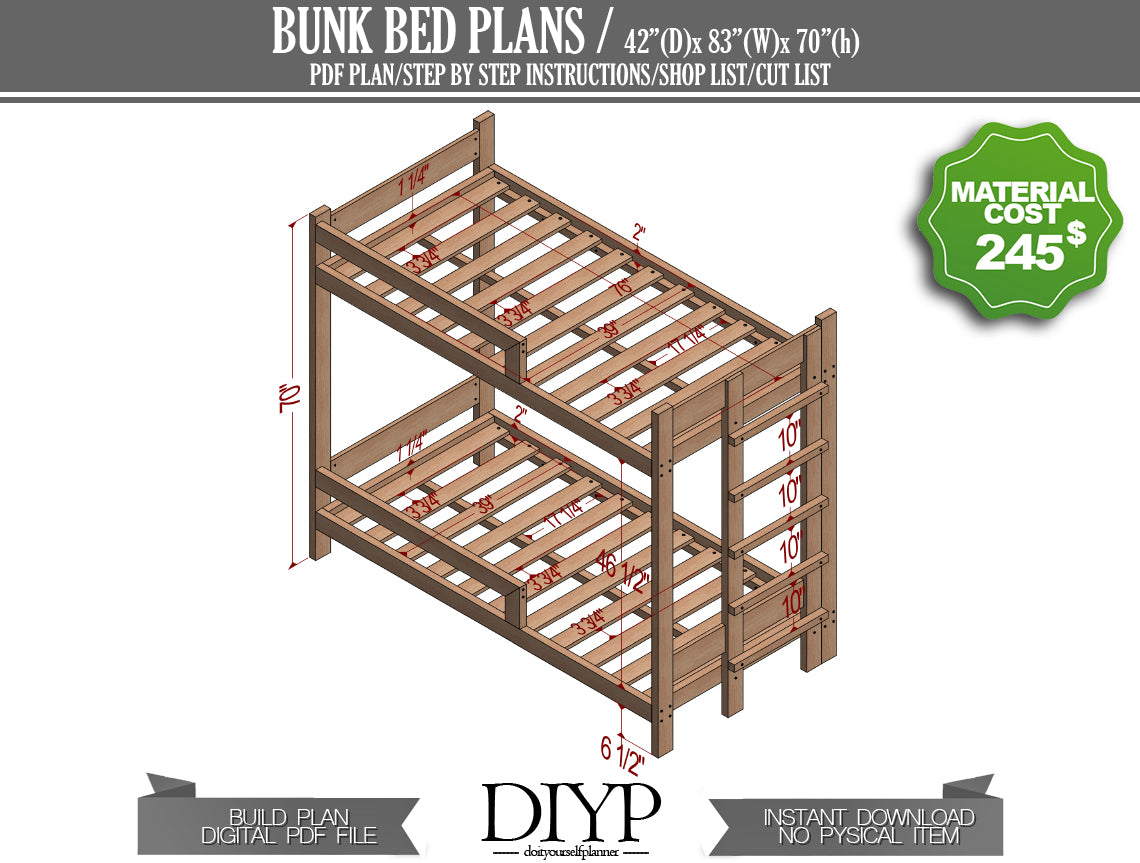 Twin size Bunk Bed plan , Build your own bunk bed