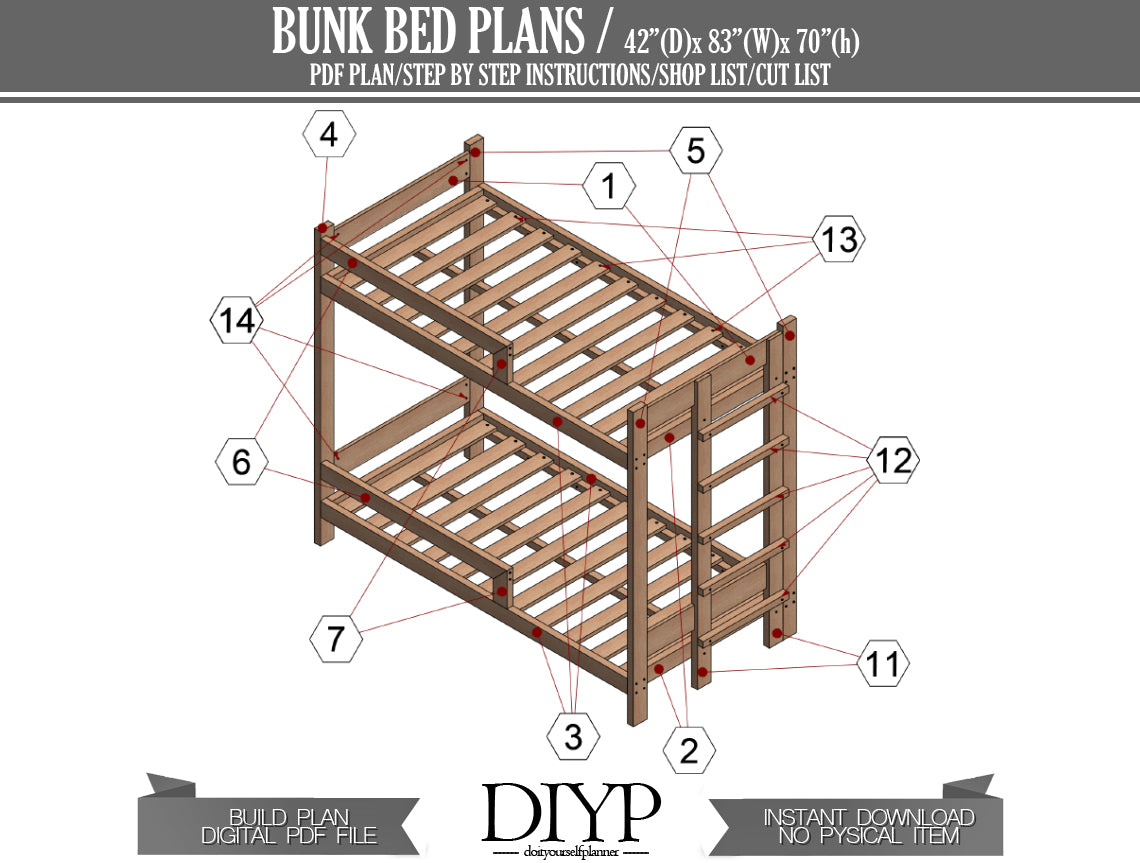 Twin size Bunk Bed plan , Build your own bunk bed