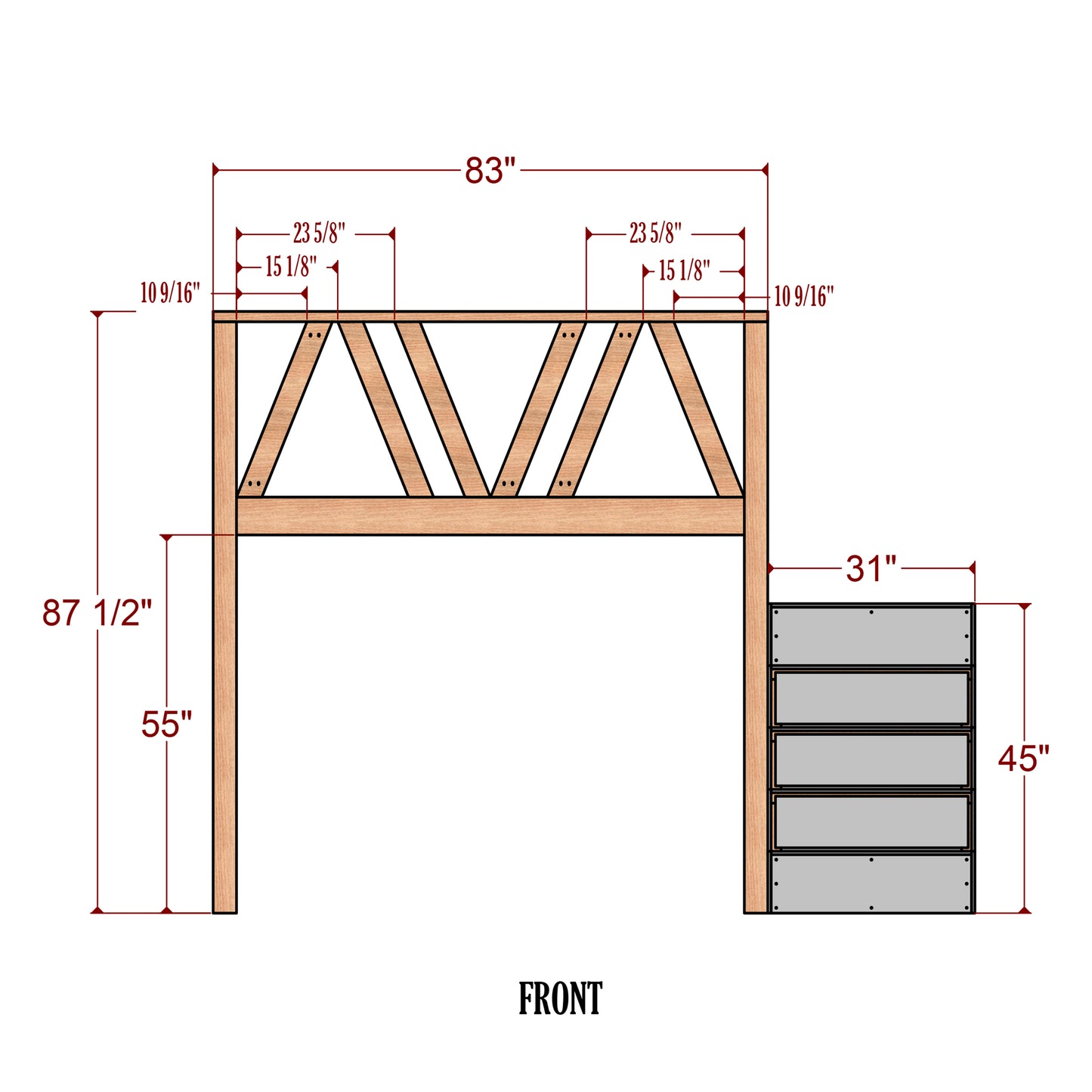 DIY Full-Size Bunk Bed Plans with Built-in Drawers