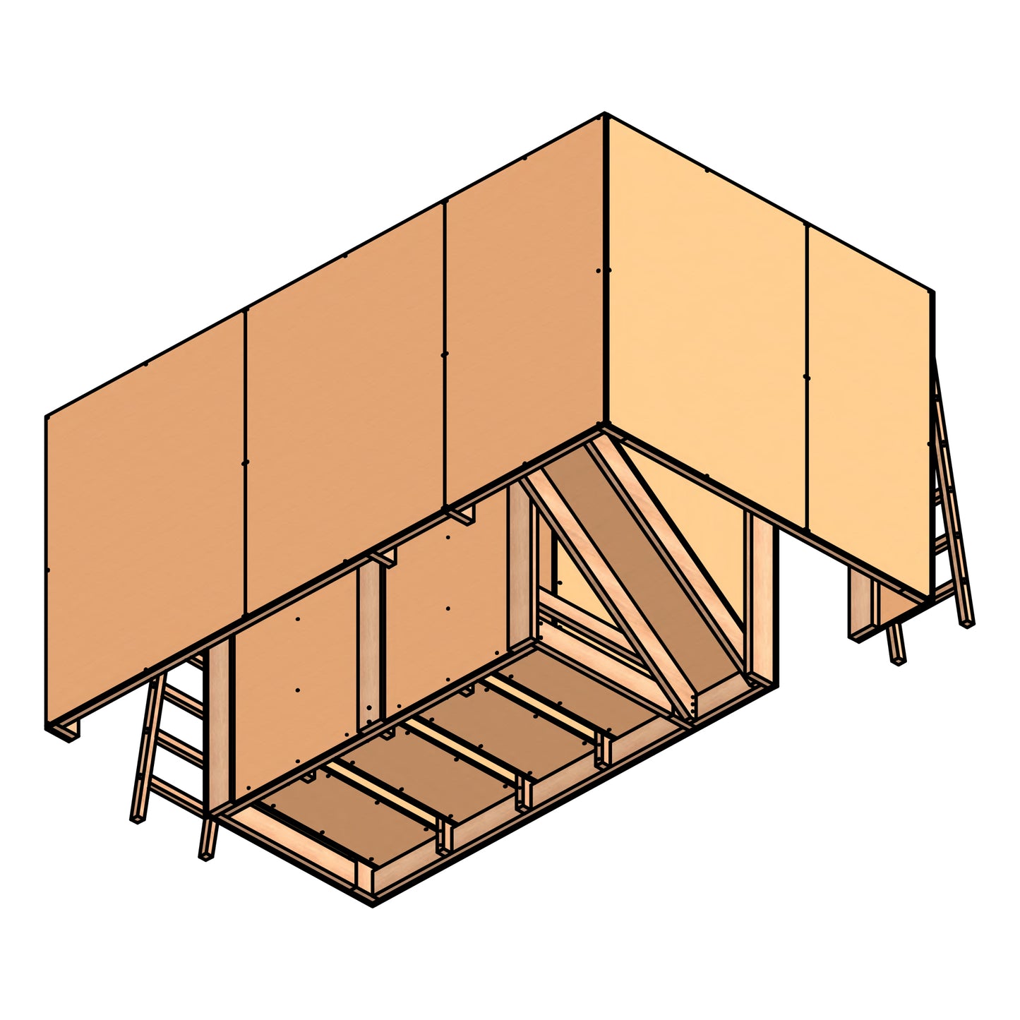 Modern Triple Single Bunk Bed Plans with Slide, Storage, and Play Area, DIY Woodworking