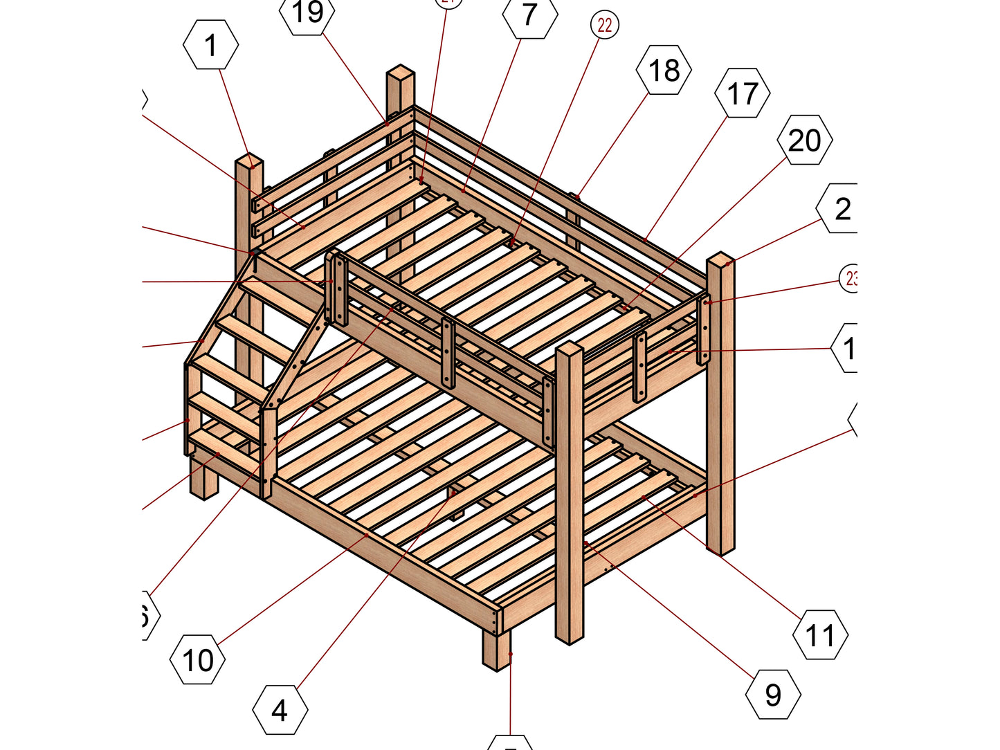 DIY plans for Bunk Bed with Full over twin
