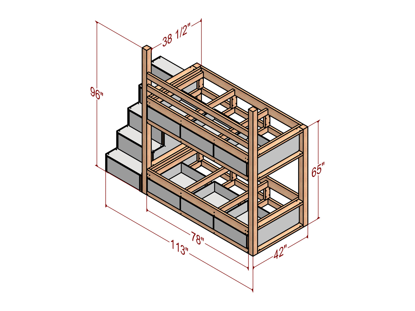 Craft Your 2-Storey Twin Size Bunk Bed with DIY Woodworking Plan