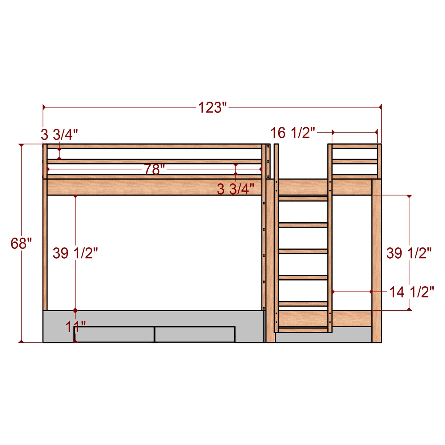 4-in-1 Twin Bunk Bed with Storage: DIY Plans and Animation