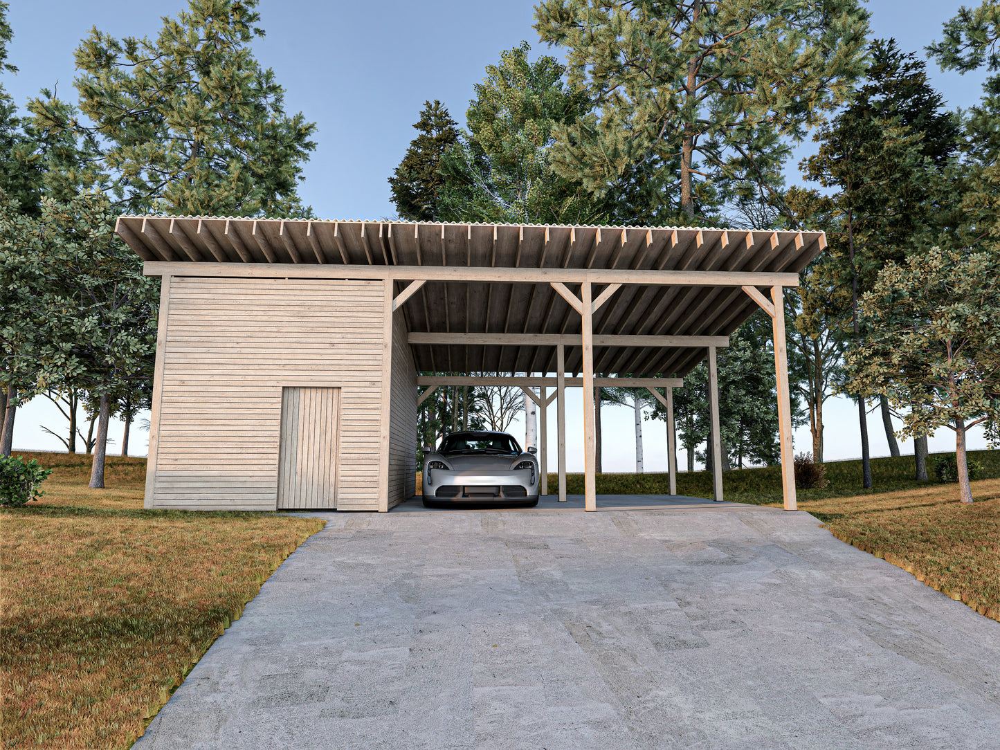 DIY 2-Car Carport with 12x20 Storage Area - Detailed Plans, Cut List, and Animation