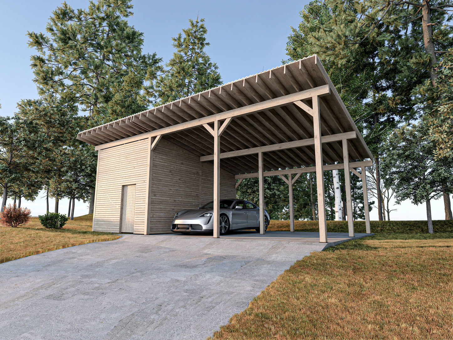 DIY 2-Car Carport with 12x20 Storage Area - Detailed Plans, Cut List, and Animation