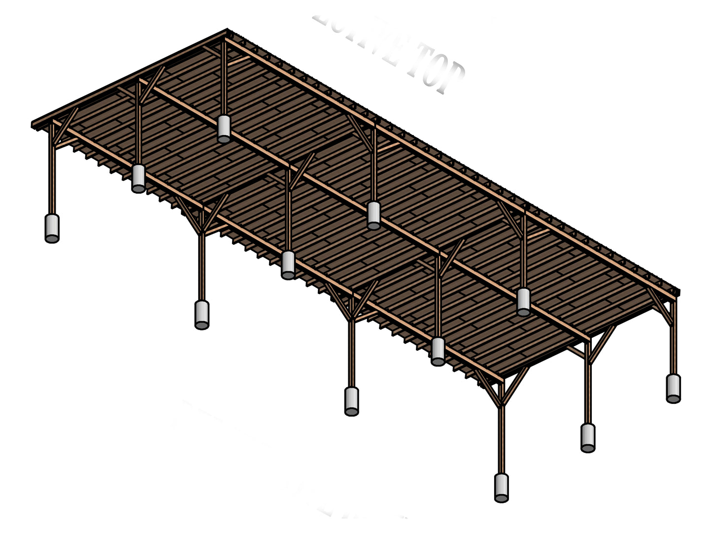 DIY Carport Plans - 32x72ft Single-Pitched Roof - Construction Blueprints, Material List, Cut List, and 3D Animation