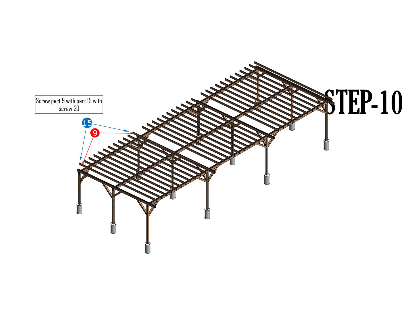 DIY Carport Plans - 32x72ft Single-Pitched Roof - Construction Blueprints, Material List, Cut List, and 3D Animation