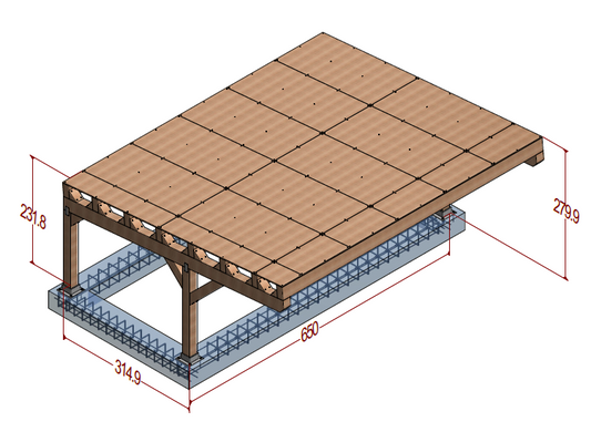 DIY Carport Plans - 615x315cm Single-Pitched Roof - Modern Design, Easy Build, Instant Download, Construction Animation, Shopping List, Cut List, Parts List