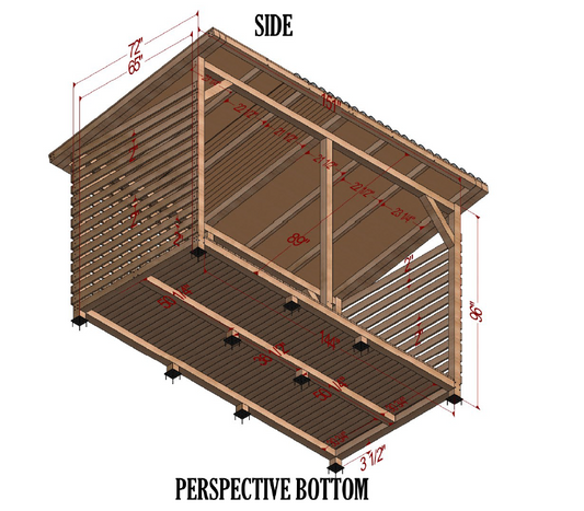 6x12 Firewood Shed Plans - DIY Wood Shed Plans with Construction Animation, Shopping List, and Cutting List