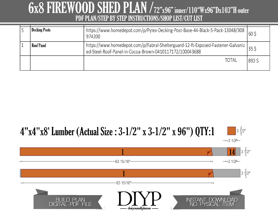 DIY Firewood Shed Plans - 6x8ft with Construction Animation, Cutting List & More!