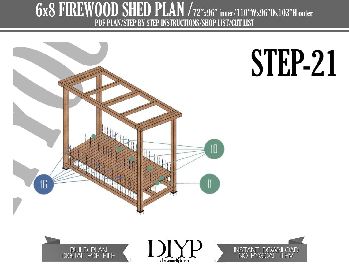 DIY Firewood Shed Plans - 6x8ft with Construction Animation, Cutting List & More!