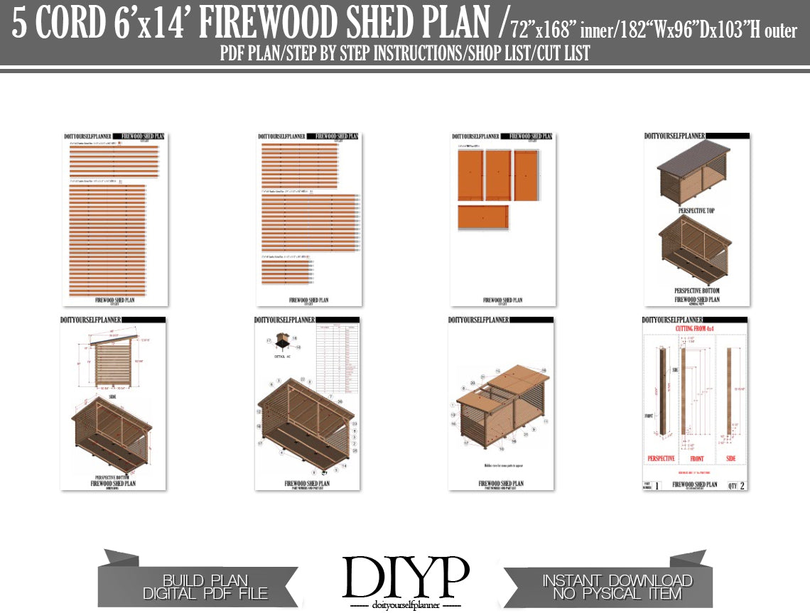 6x14 Firewood Shed Plans - DIY Woodworking Project with Construction Animation, Shopping List, Cut List & More!