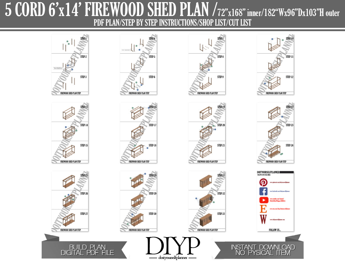 6x14 Firewood Shed Plans - DIY Woodworking Project with Construction Animation, Shopping List, Cut List & More!