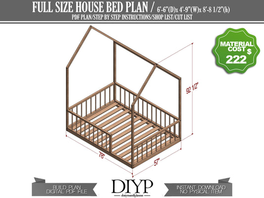 Craft a Full Size Montessori Bed Frame with Ease | DIY Plan with Parts List, Shopping Guide, and Animation