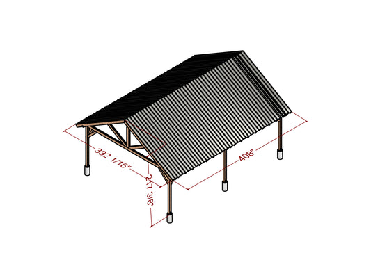 Title: Wooden Gable Carport Plan 24x32 ft - DIY Project with Animation
