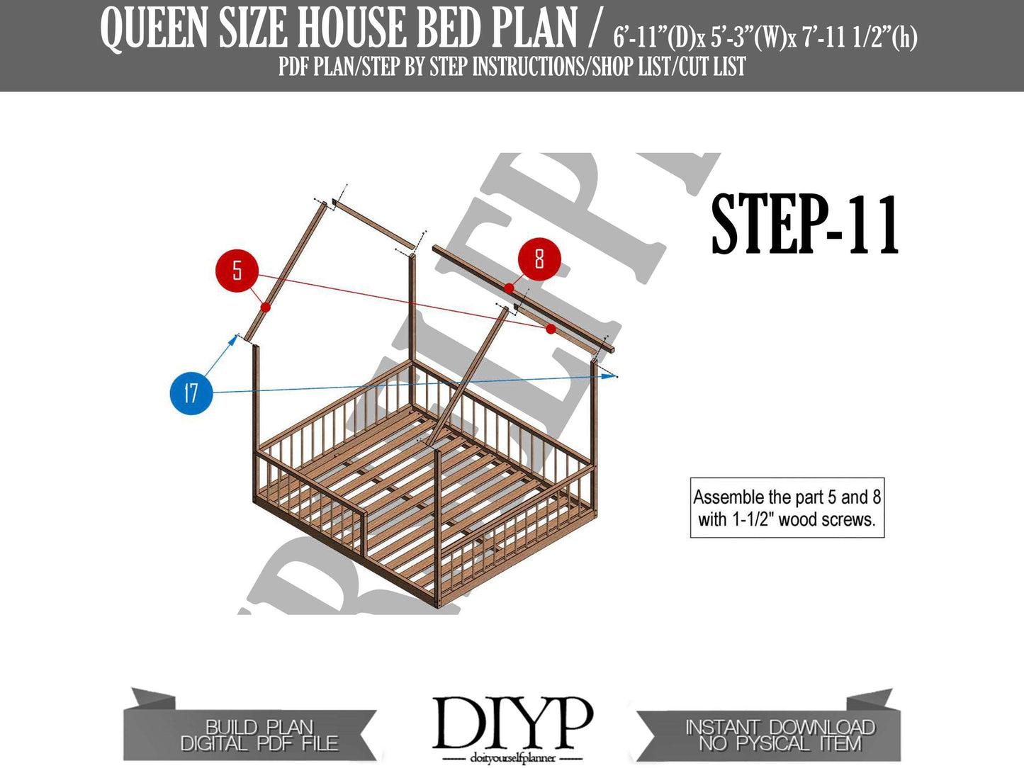 Build a Magical Queen Size Montessori House Bed Frame for Kids | DIY Plan with Parts List, Shopping Guide, and Animation