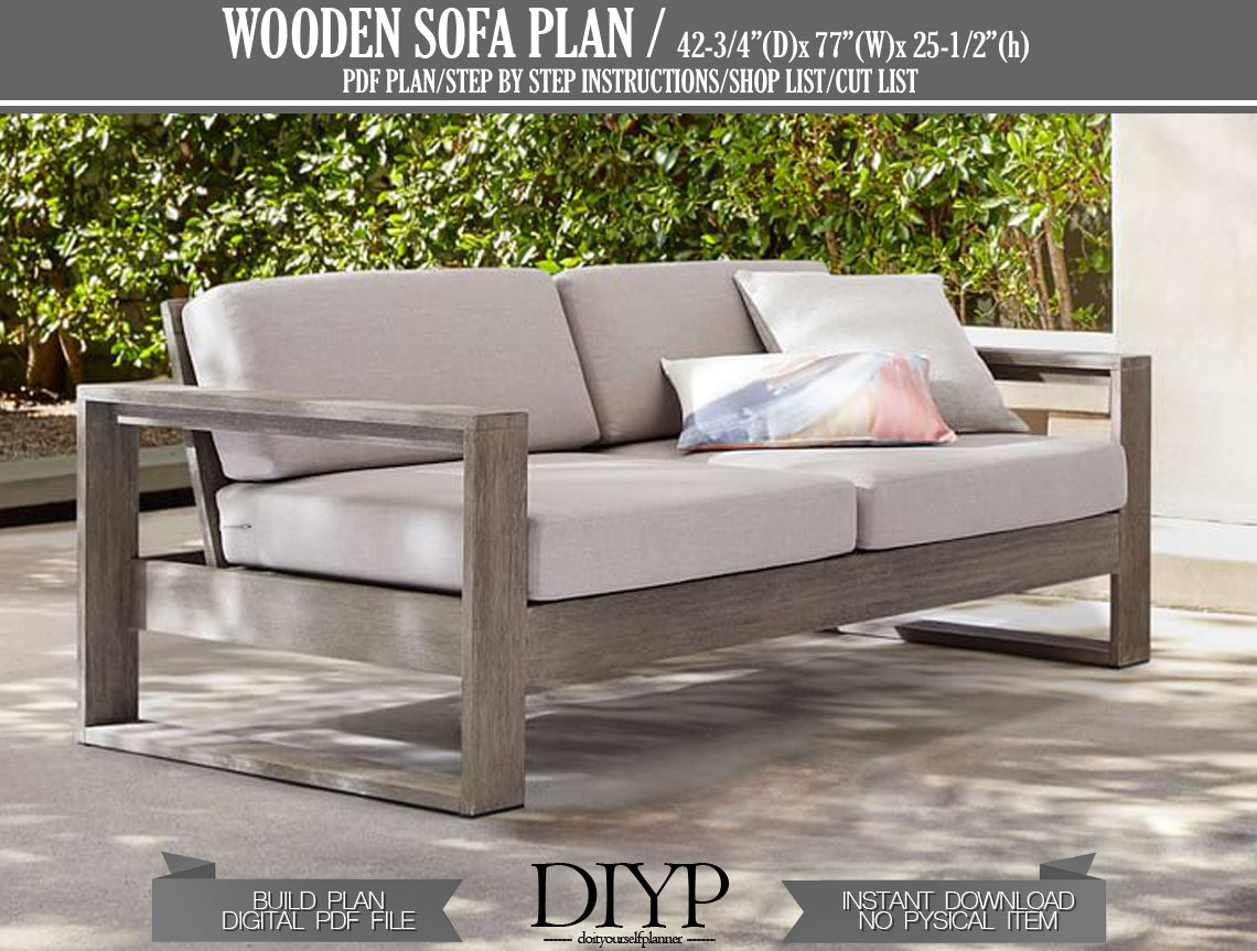 Modern Sofa Woodworking Plans - DIY Sofa with Construction Animation, Shopping List & Cutting List