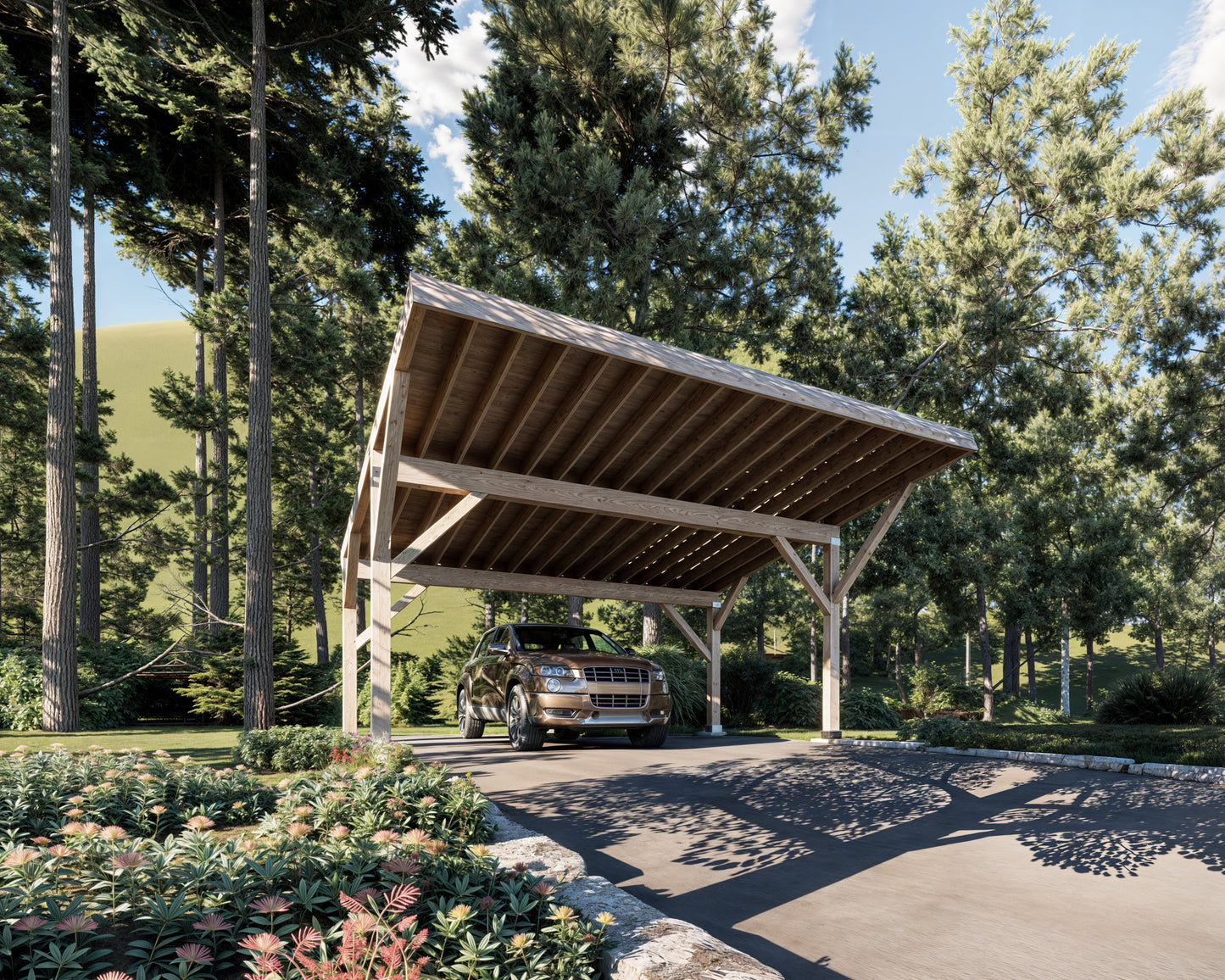 DIY Wood Carport Plans - 20x22 Single Slope Roof - Instant Download - Construction Animation Included