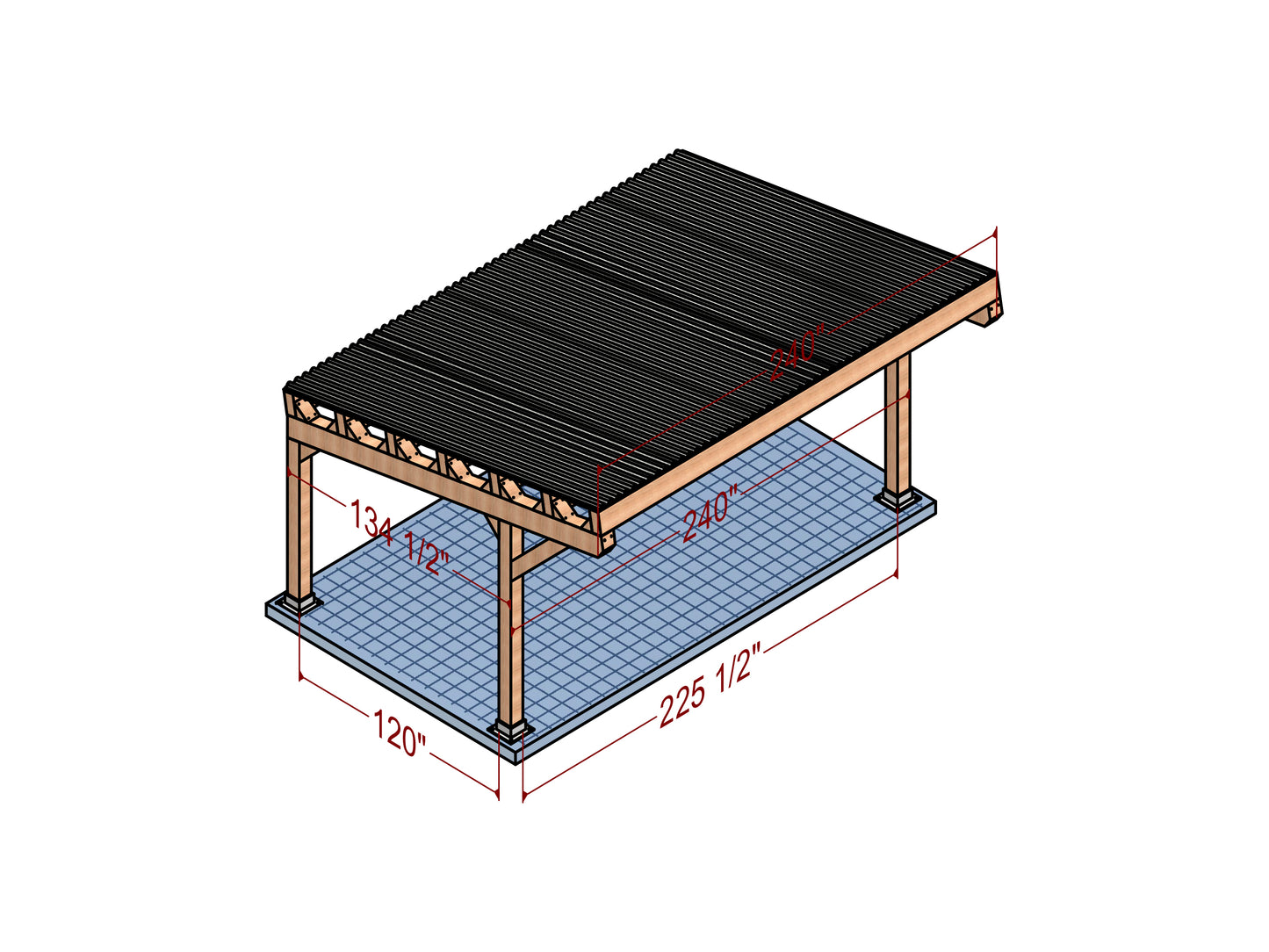DIY 16x20 ft Wooden Car Garage Plan with Sloping Roof - Drawings, Shopping List, Parts List, Cutting List and Production Animation Included