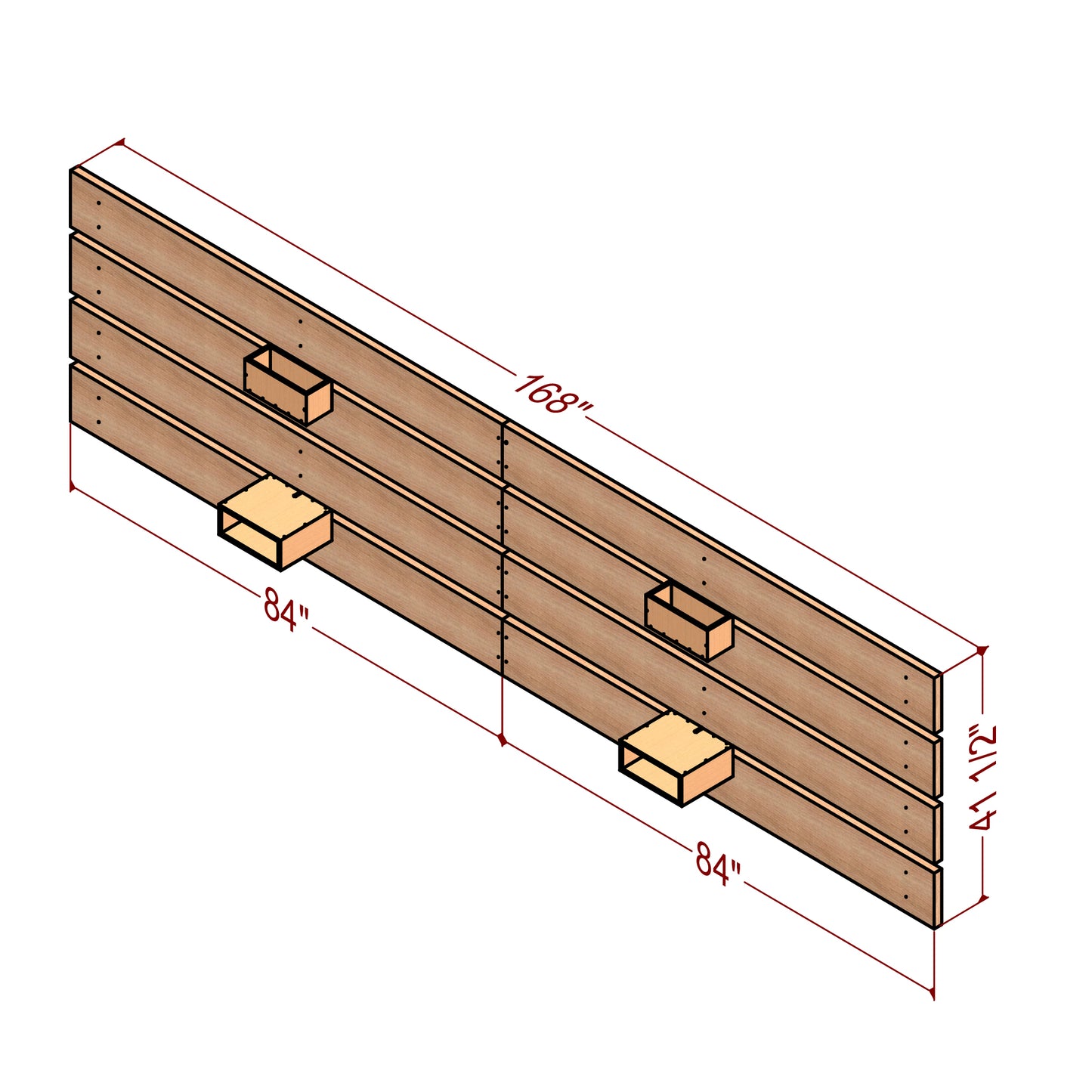 DIY Headboard Plans with Nightstands, Storage - All Bed Sizes (Full, Twin, Queen, King), 166x48 Inch - Digital Download PDF