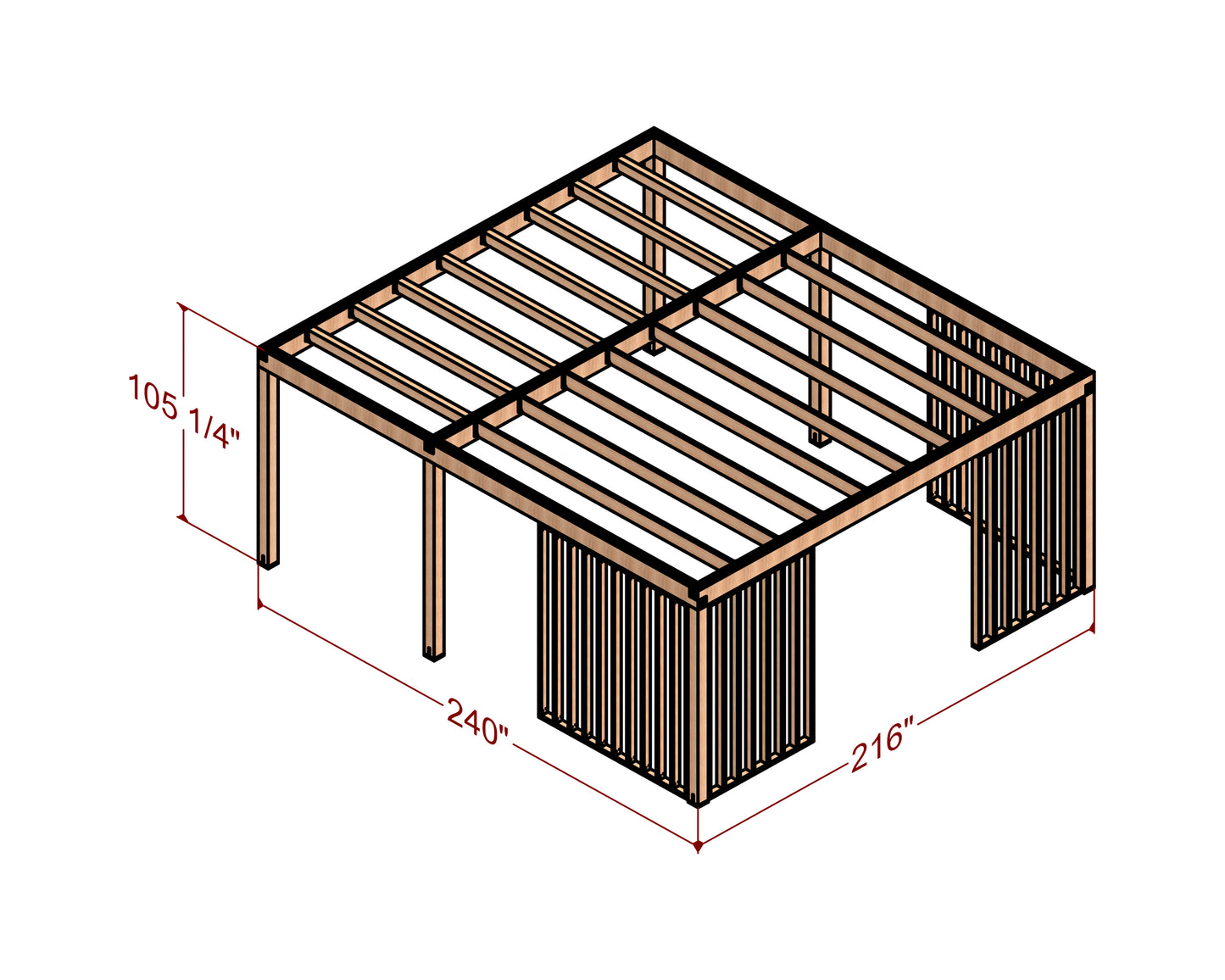 18x20 Lean To Pergola Plans - DIY Woodworking Project with Construction Animation, Shopping List & Cut List