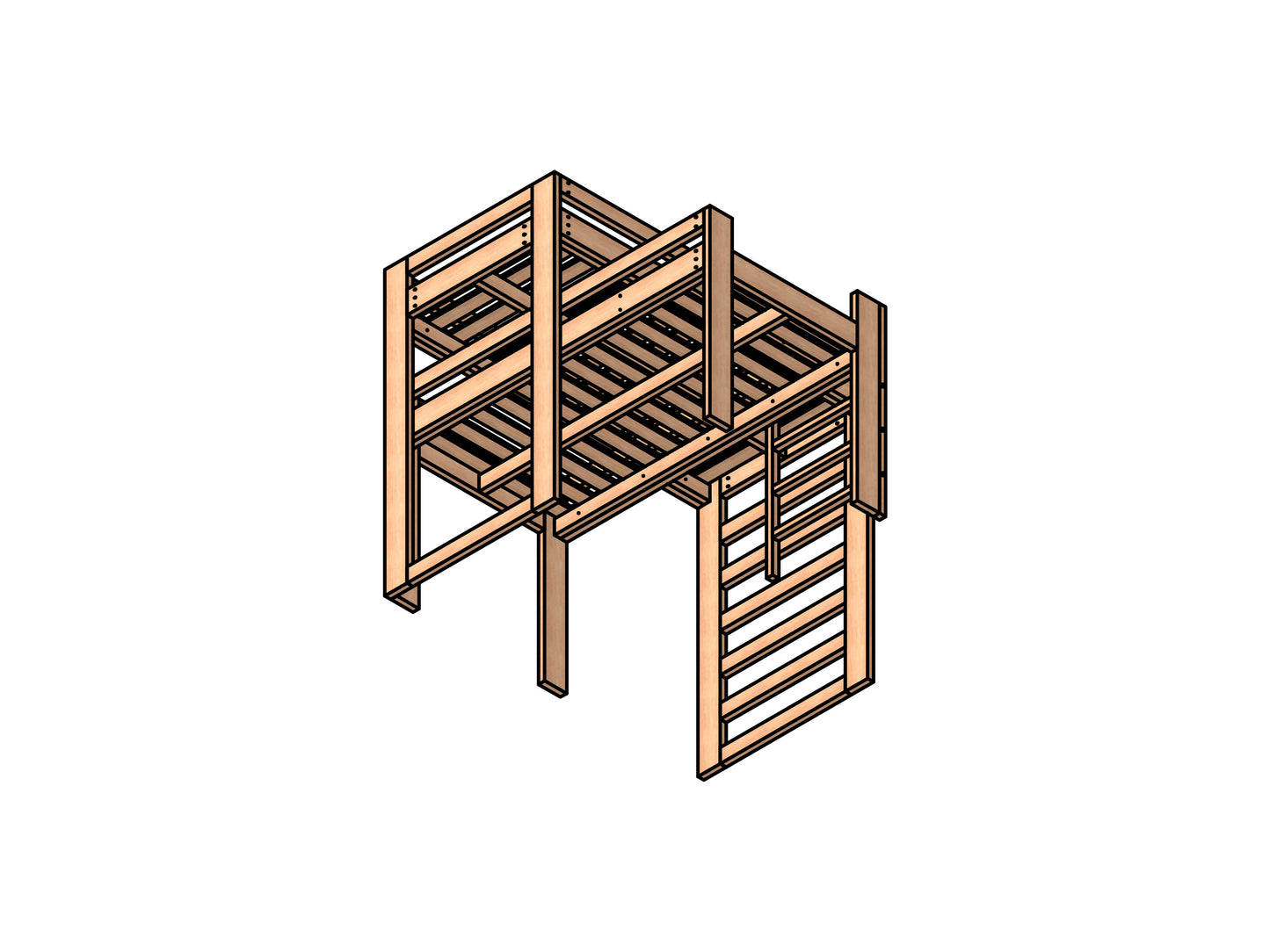 Twin Over Twin L-Shaped Bunk Bed Plans – DIY Woodworking PDF Blueprint