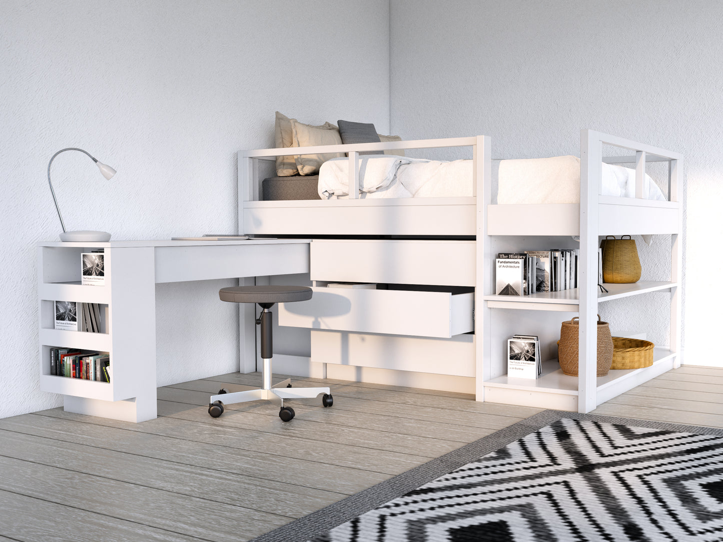 Maximize Bed Space & Fun! DIY Full-Size Bunk Bed with Storage, Desk & Drawers (Woodworking Plan)