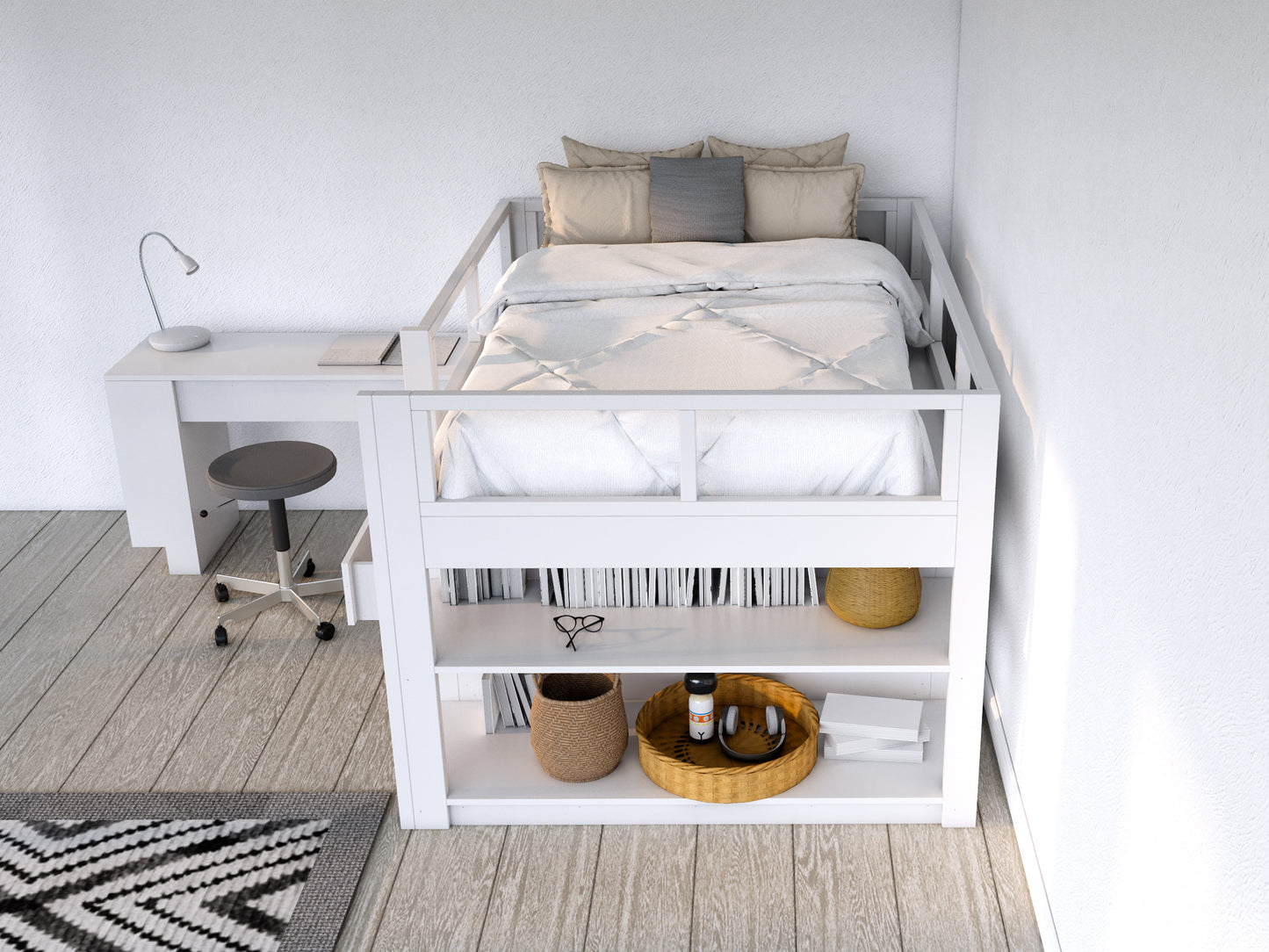 Maximize Bed Space & Fun! DIY Full-Size Bunk Bed with Storage, Desk & Drawers (Woodworking Plan)