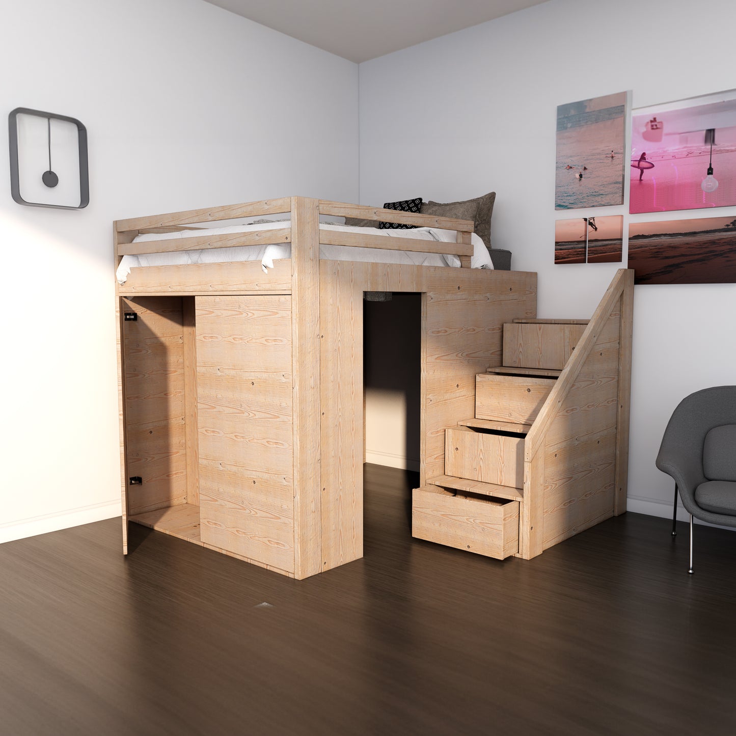 DIY Full-Size Wood Bunk Bed Plan and Animation: Build Your Own Stylish and Functional Bunk Bed