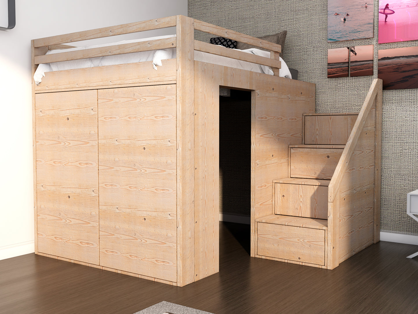 DIY Full-Size Wood Bunk Bed Plan and Animation: Build Your Own Stylish and Functional Bunk Bed