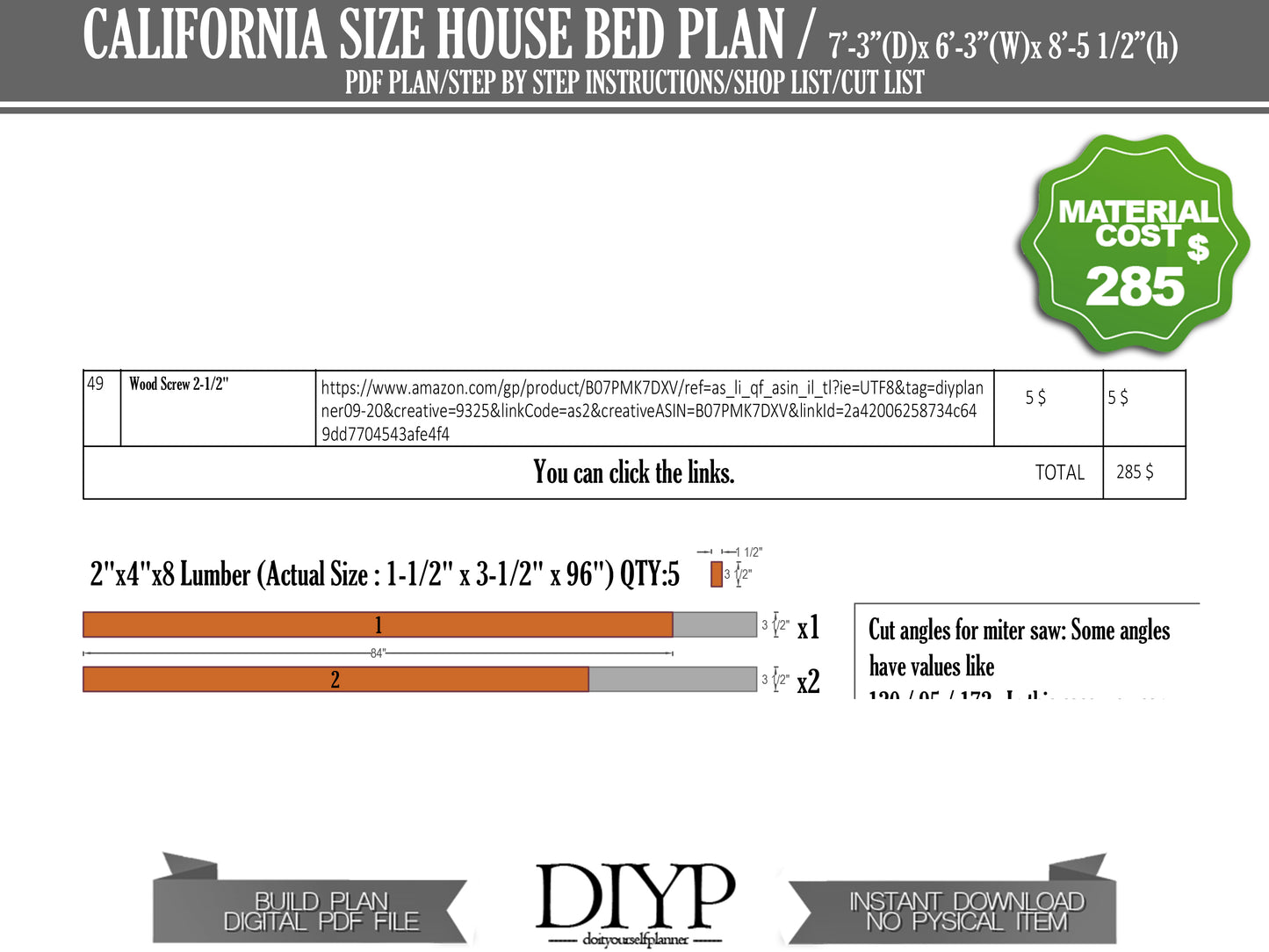 Build Your Child's Dream Montessori California Size House Bed Frame | DIY Plan with Parts List, Shopping Guide, and Production Animation