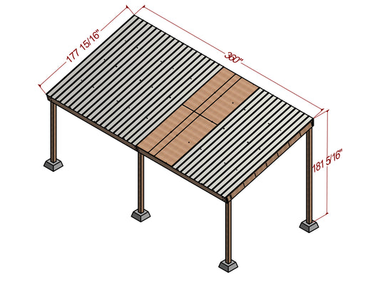 14x30 Carport Plans with Single-Pitched Roof - DIY Woodworking Blueprints, Construction Animation, and Cut List