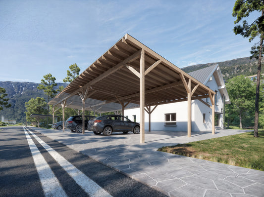 DIY Carport Plans - 32x72ft Single-Pitched Roof - Construction Blueprints, Material List, Cut List, and 3D Animation