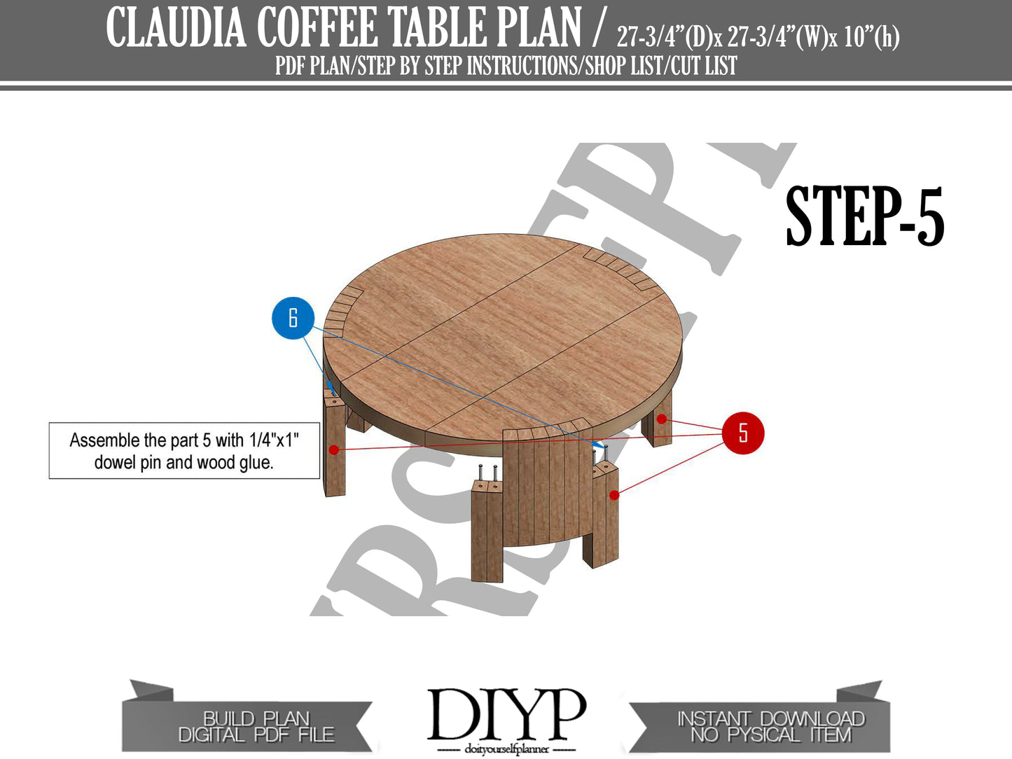 DIY Round Coffee Table Plans - Modern 28" Design with Construction Animation & Full Cut List