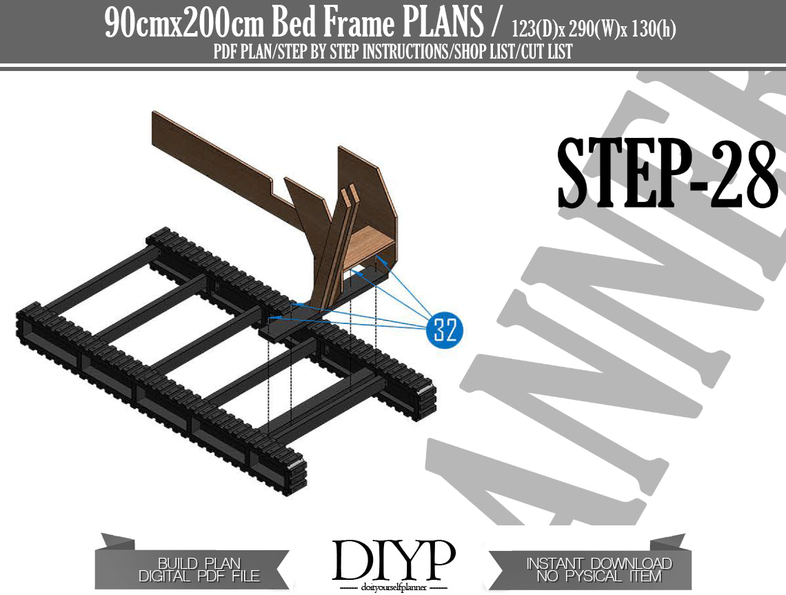 90x200cm bed frame plan, Excavator Bed Plans, Toddler bed Plan, Children Bed plan, Bulldozer bed plan