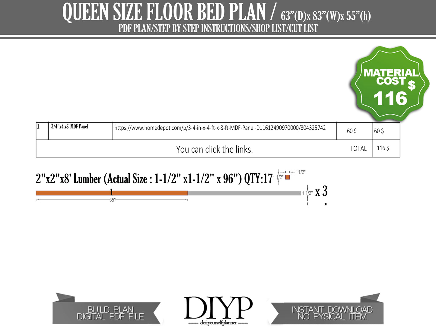 Create Your Dream Queen Size Floor Bed with Our Comprehensive DIY Frame Plan | Step-by-Step Build Animation Included!