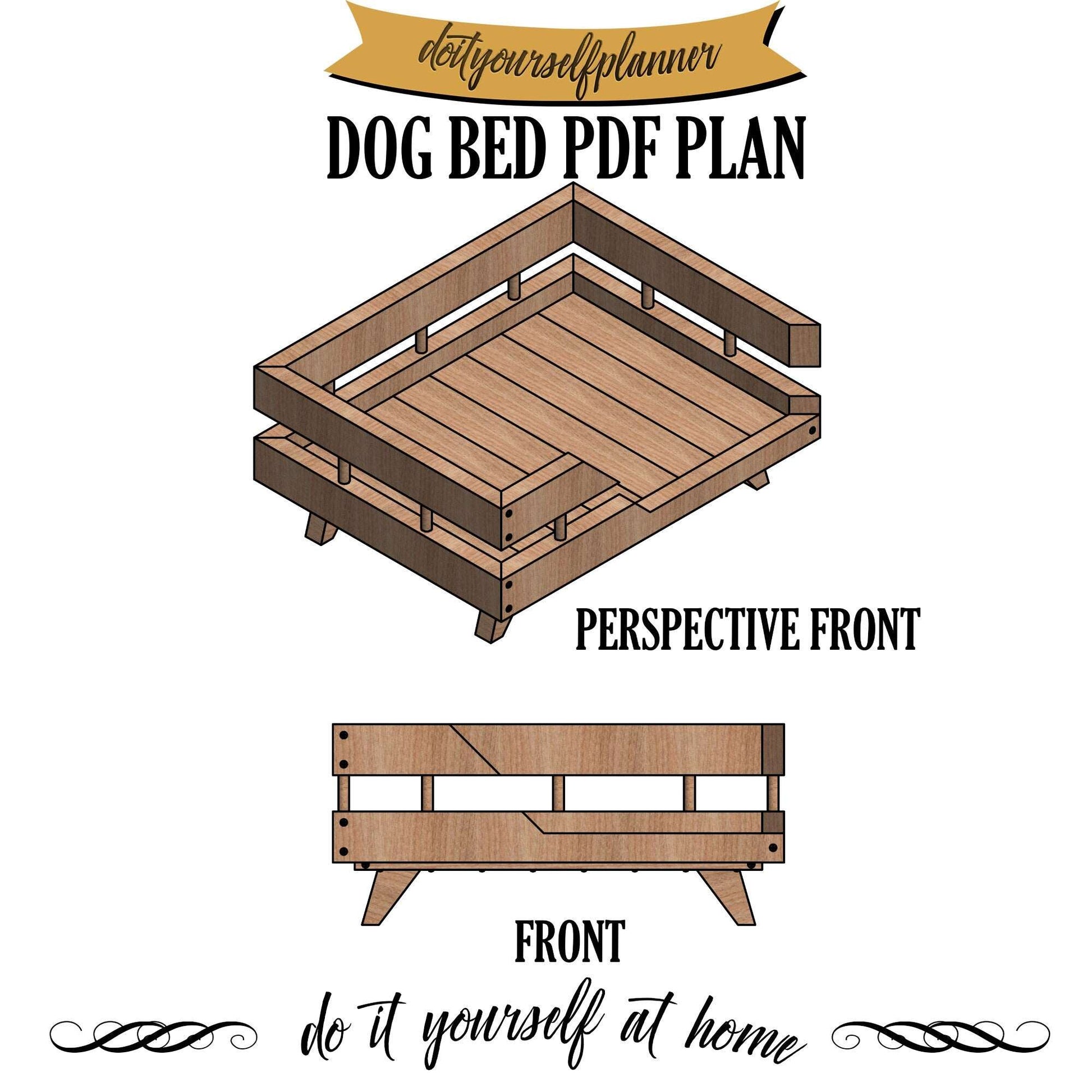 Dog Furniture -  Puppy Bed plan - Wooden Dog Bed Plan - Modern Medium Dog Bed