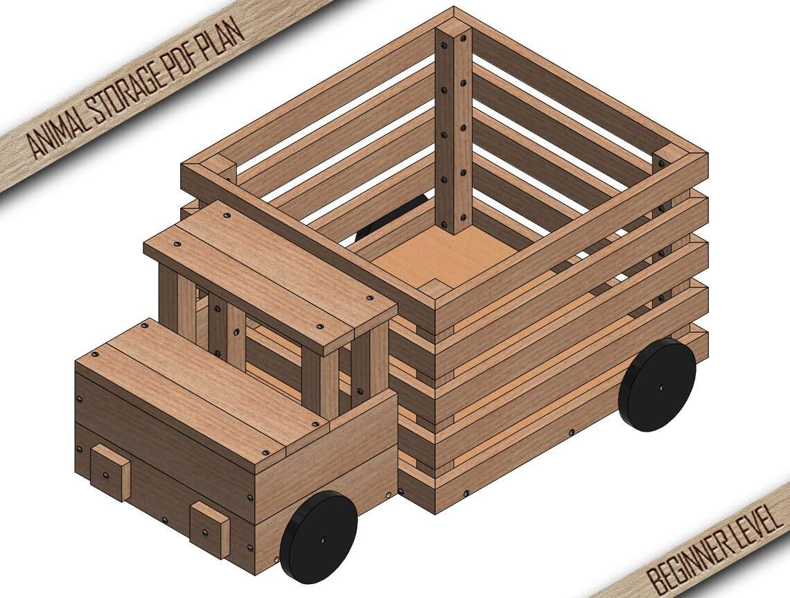 Diy Toy Storage Plan- Wooden Toy Box - Truck Toy Storage - Toy Basket