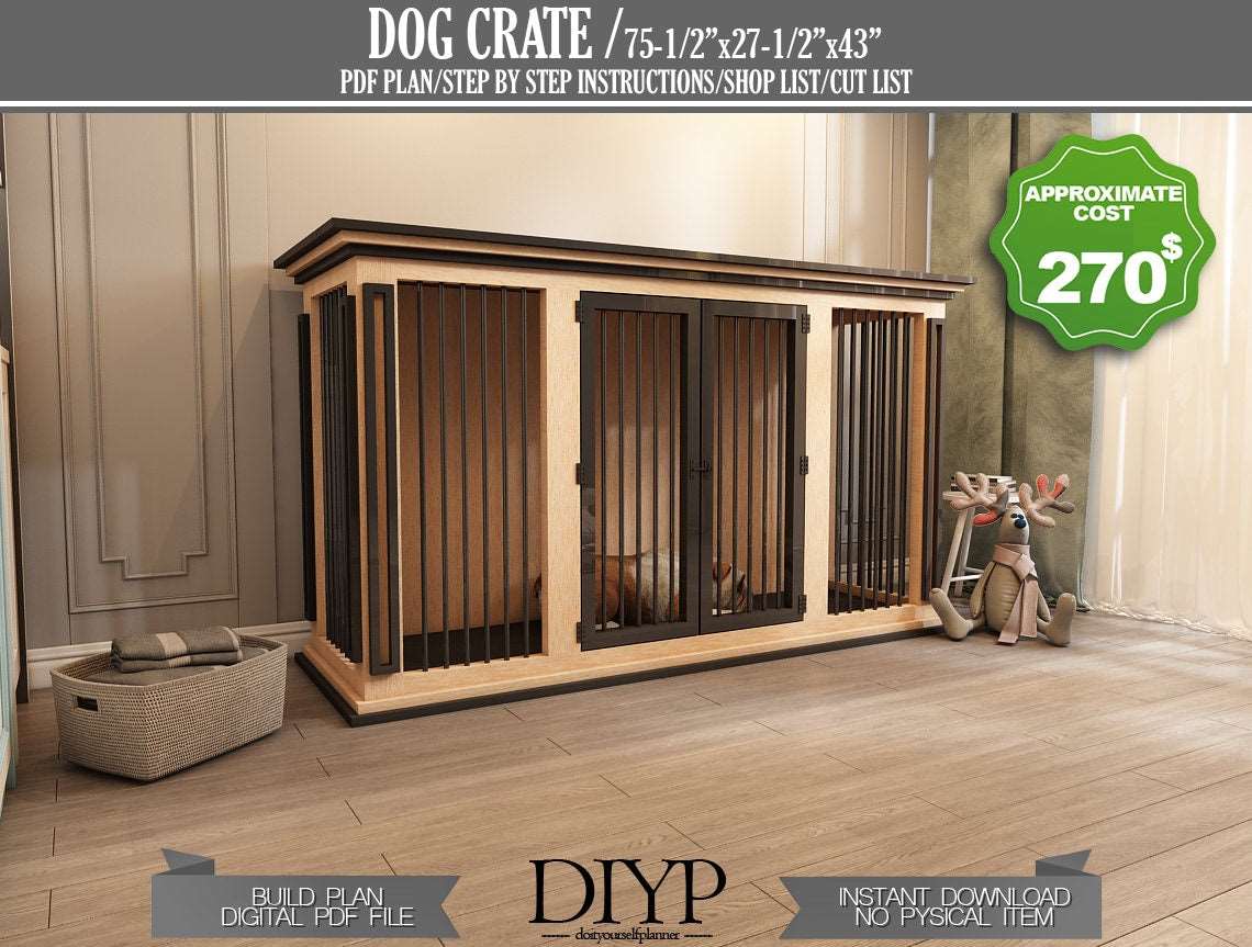 Dog kennel plans - Diy dog crate plans - Dog cage build plan - Wooden ...