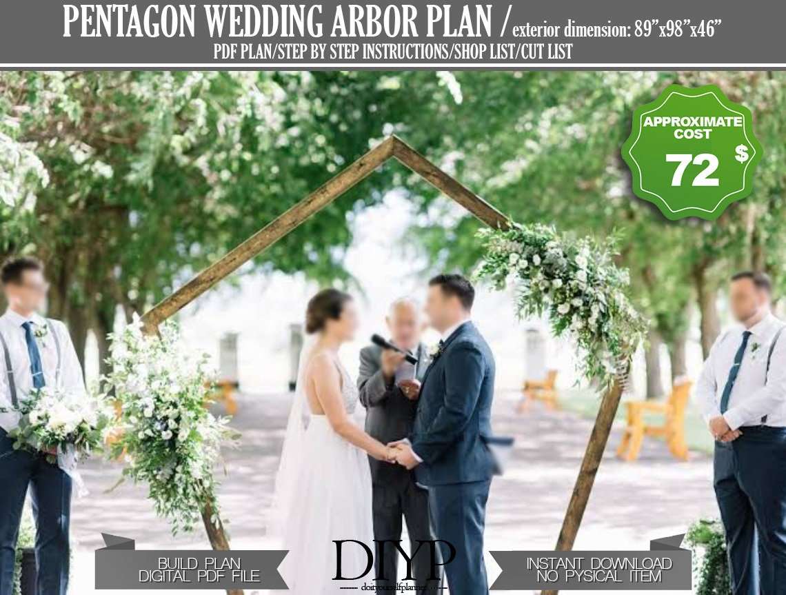 How to build a wedding arbor - pentagon wedding arch ideas