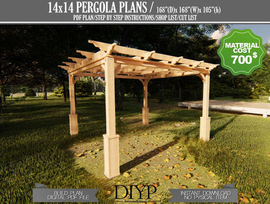 Backyard discovery cedar pergola, 14 ft. x 14 ft. patio pergola plans