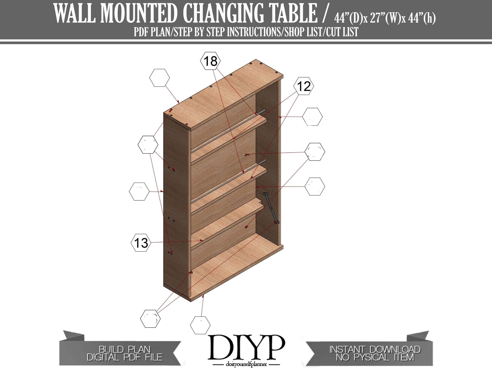 Build plans for Baby Changing Table, DIY plans for Baby Furniture, space saving furniture