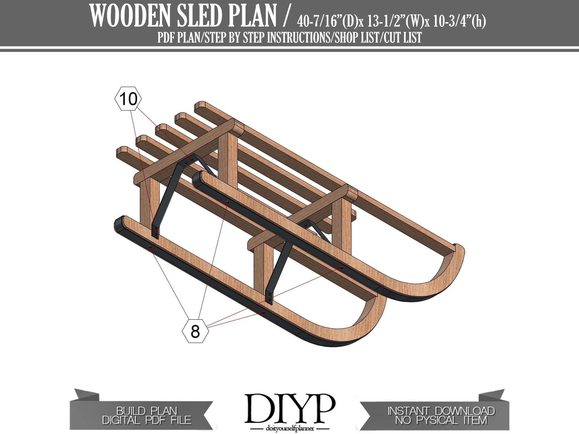 Build plans for DIY wooden sled plan, easy woodworking plans for sleigh