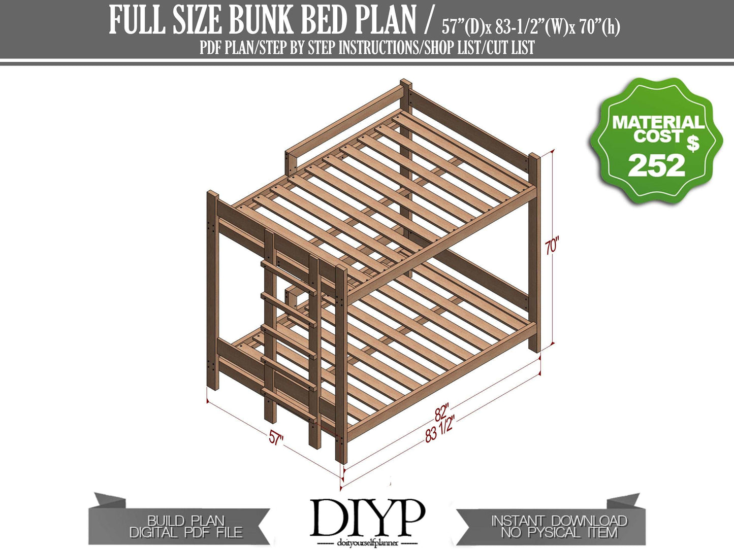 Full size Bunk Bed plan , Build your own bunk bed