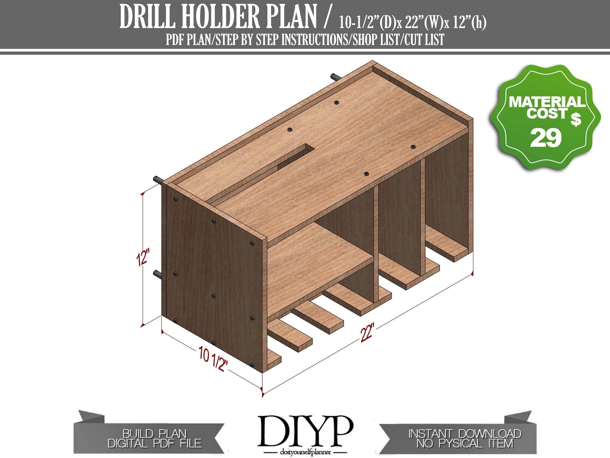 Drill Charging Station and Circular Saw Holder build plan - PDF woodworking plans