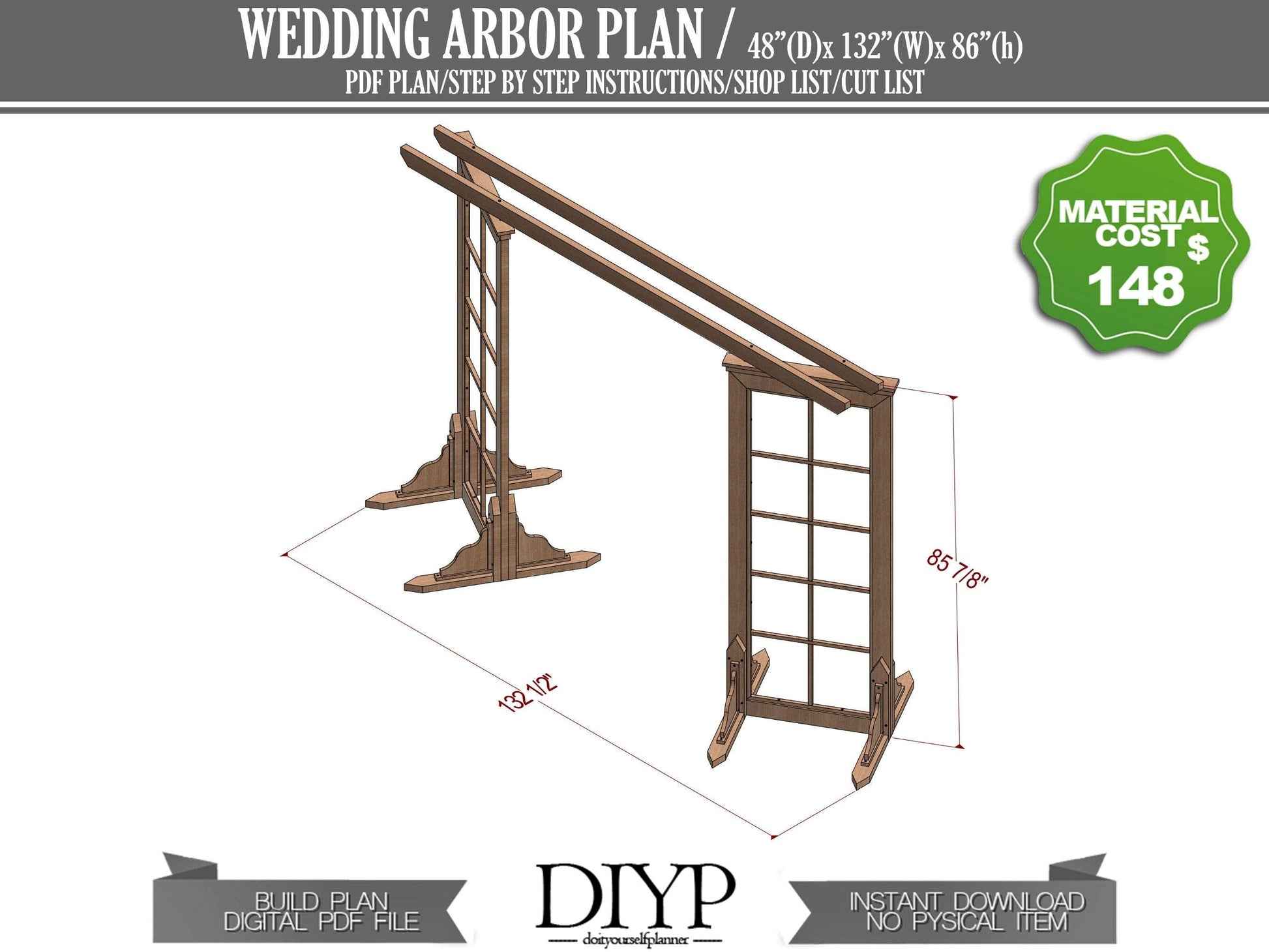 Double Door Wedding Arbor Plans - DIY plans for bohem wedding trellis - Build plans for wedding arch