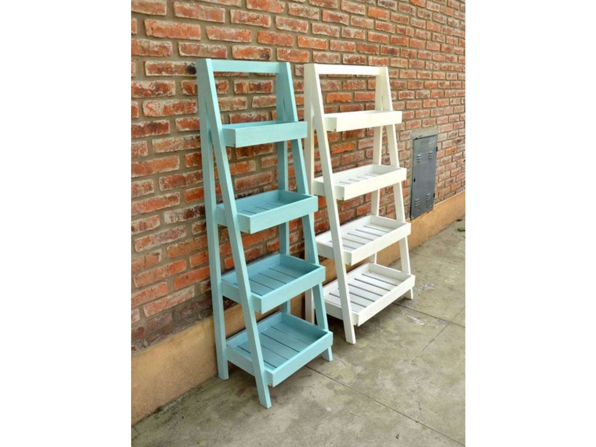 Digital PDF Build plans for Wooden Ladder Shelf - Woodworking plans Tiered Garden Ladder Box